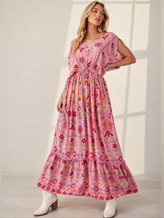 Easel Los Angeles Dresses & Skirts - Easel Pink Floral Maxi Dress | Size M - NWT